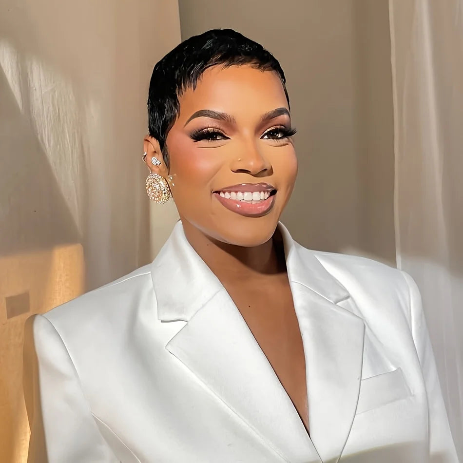 Pixie Cut Wigs Human Hair Straight Human Hair Wigs Black Brazilian Remy Short Human Hair Wigs Pixie Cut Machine Made