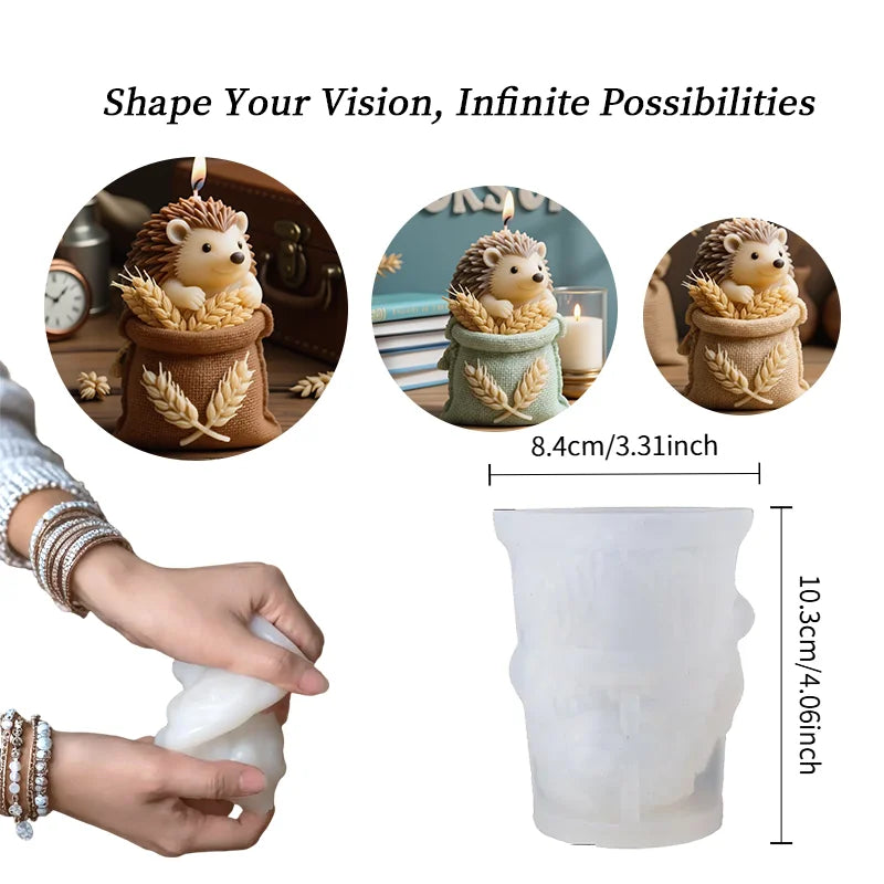 A cute hedgehog-shaped candle mold, resistant to high temperatures and not easily deformed, can be used to make scented candles/