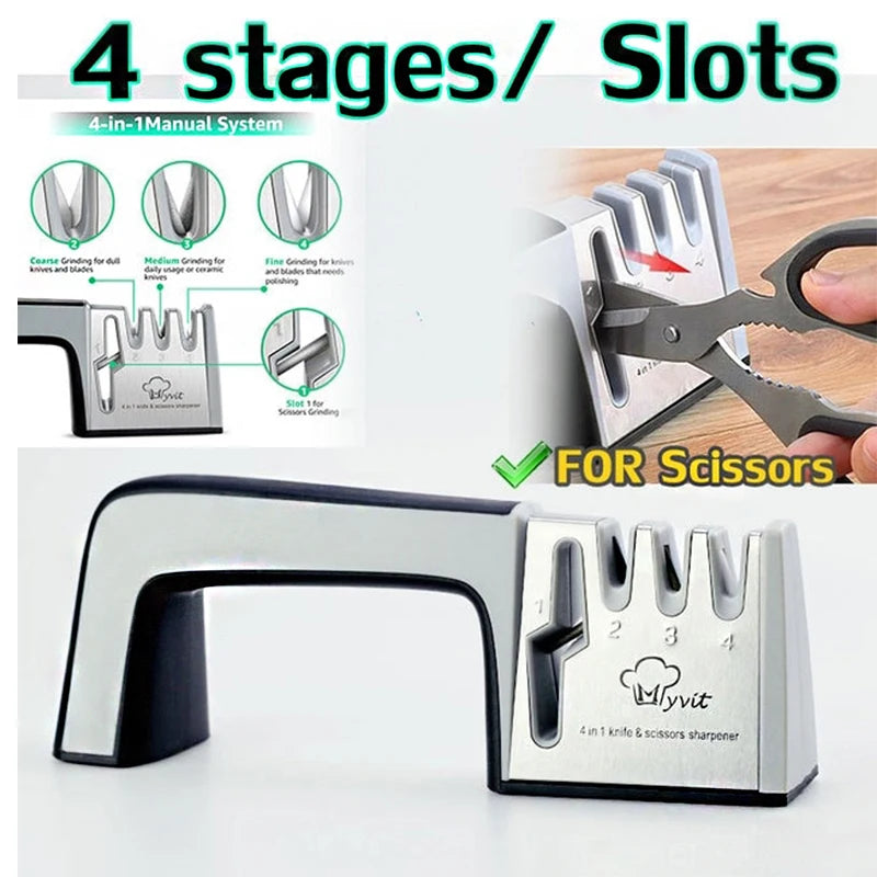 Knife Sharpener Professional 3 Stages Whetstone Kitchen Chef Knives Grinder Scissors Sharpening Stone Heavy Duty Diamond Blades