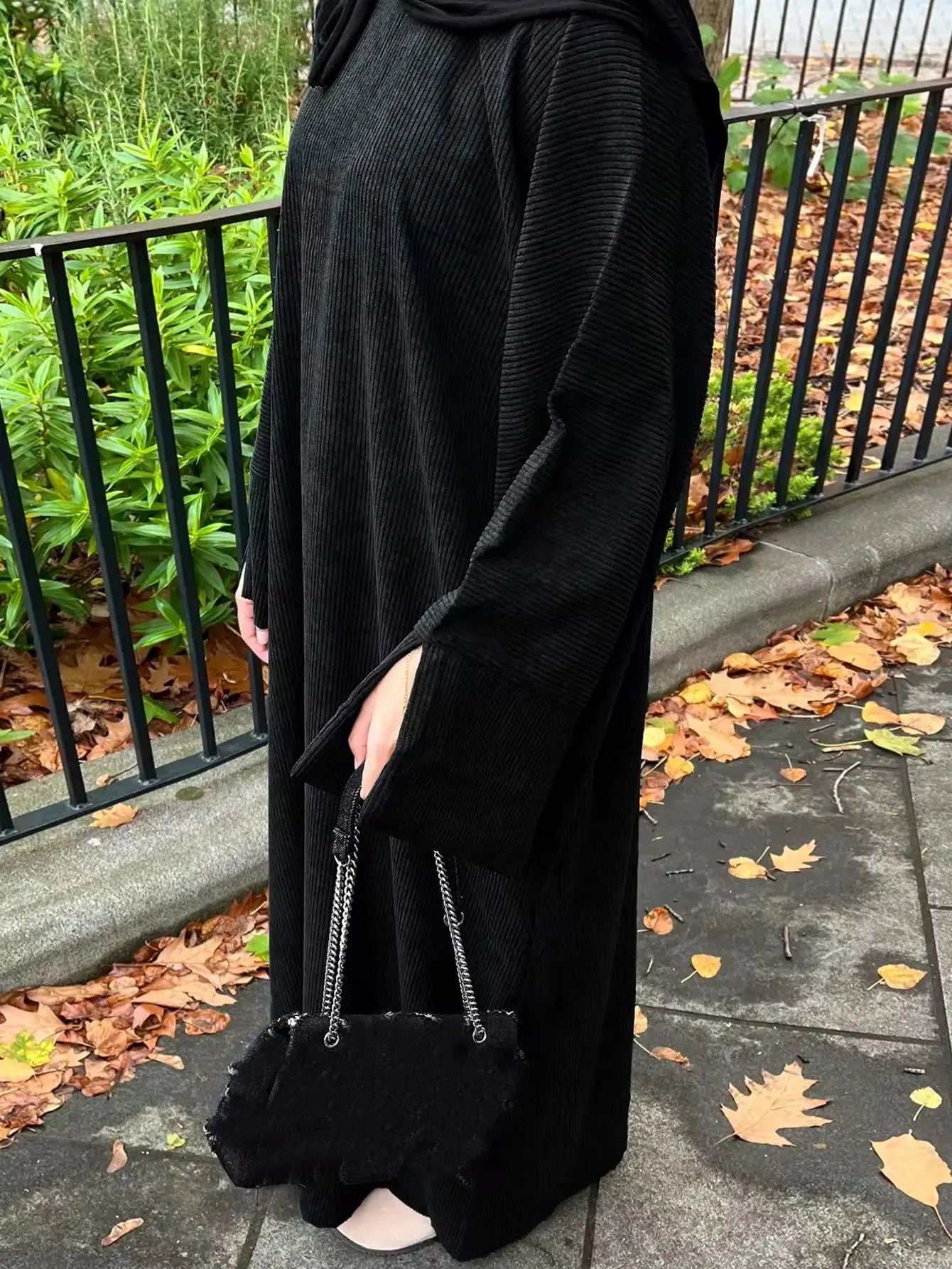 Muslimische Abaya Lang Winter Cord, Klassisches Design, Damen Muslim Kleid, Bescheidene Kleidung, 8 Farben, Einheitsgröße