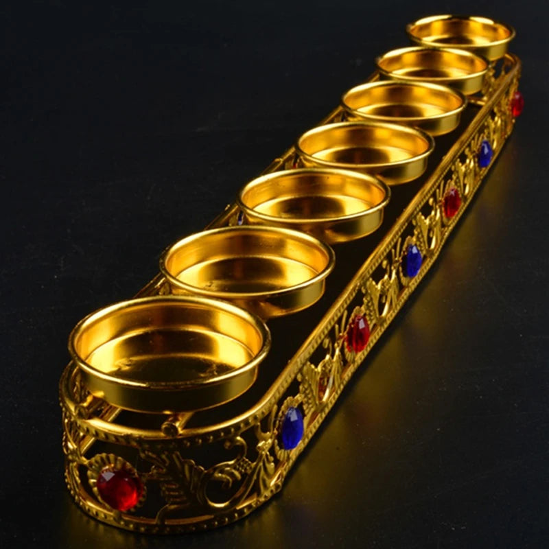 Candle Lamp Display Stand Inlaid Gem Tantric Candlestick Buddhist Wedding Altars Indoor Desktop Decoration Candles not Included